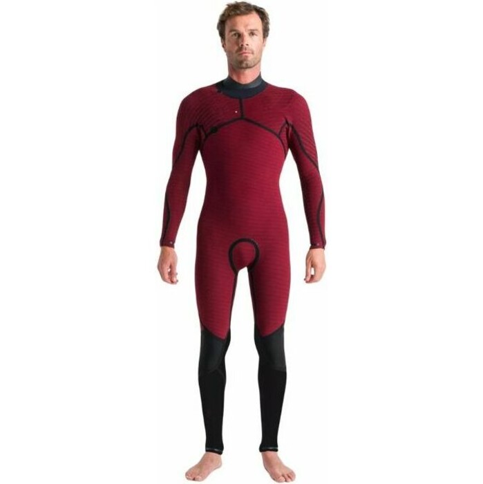 2024 C-Skins Mens ReWired 4/3mm Chest Zip Wetsuit C-RW43MCZ - Anthracite / Meteor X / Wine